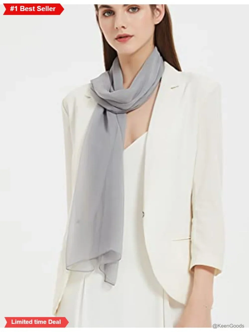 Long Chiffon Sheer Scarf Silk Blend Women's Lightweight Wrap